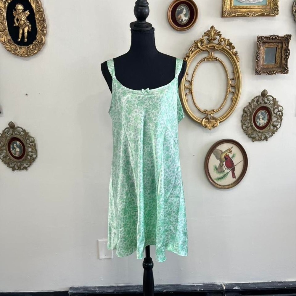 Vintage Morgan Taylor Intimates Green Floral Slip Dress Extra Large Soft Lounge